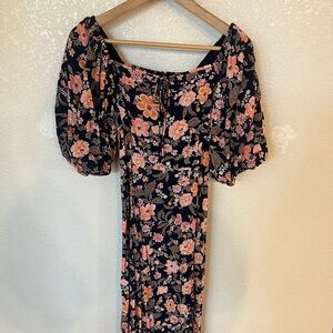 Old Navy Floral Long Sleeve Dress - Navy and Coral